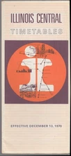 Illinois Central RR Timetable 12/13 1970