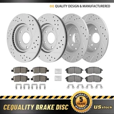 For 2013 - 2019 Nissan Sentra Front & Rear Drilled Brake Rotors + Ceramic Pads