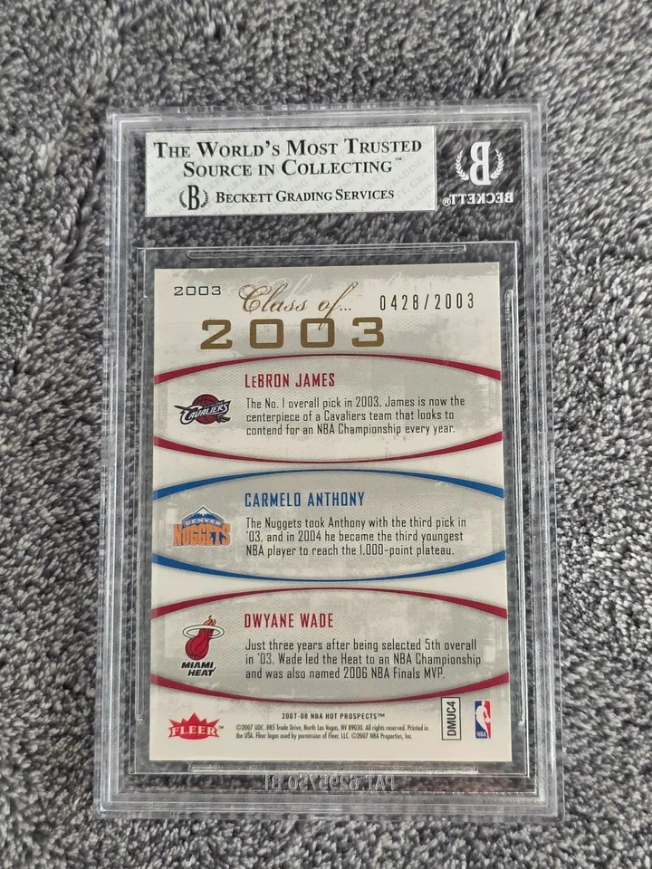 2007 Fleer Hot Prospects Class of 2003 LeBron James Carmelo Anthony Wade - Image 2 of 2