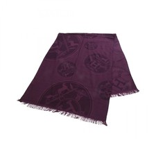 HERMES nuova Libris stola avvolgente scialle echarpe seta cashmere viola usata donna