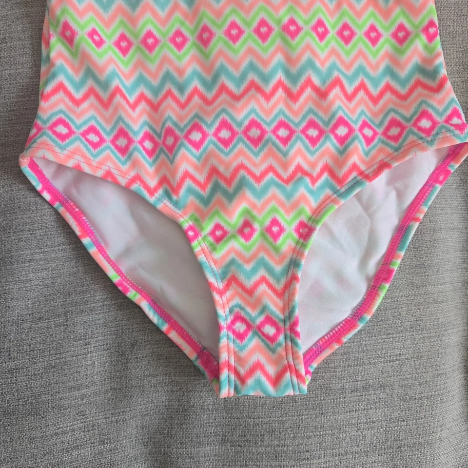 NUEVO CON ETIQUETAS J. Caqui Niña Pequeña 4T Traje de Baño Volantes, Lazo, Patrón Colorido Foto 2 de 4