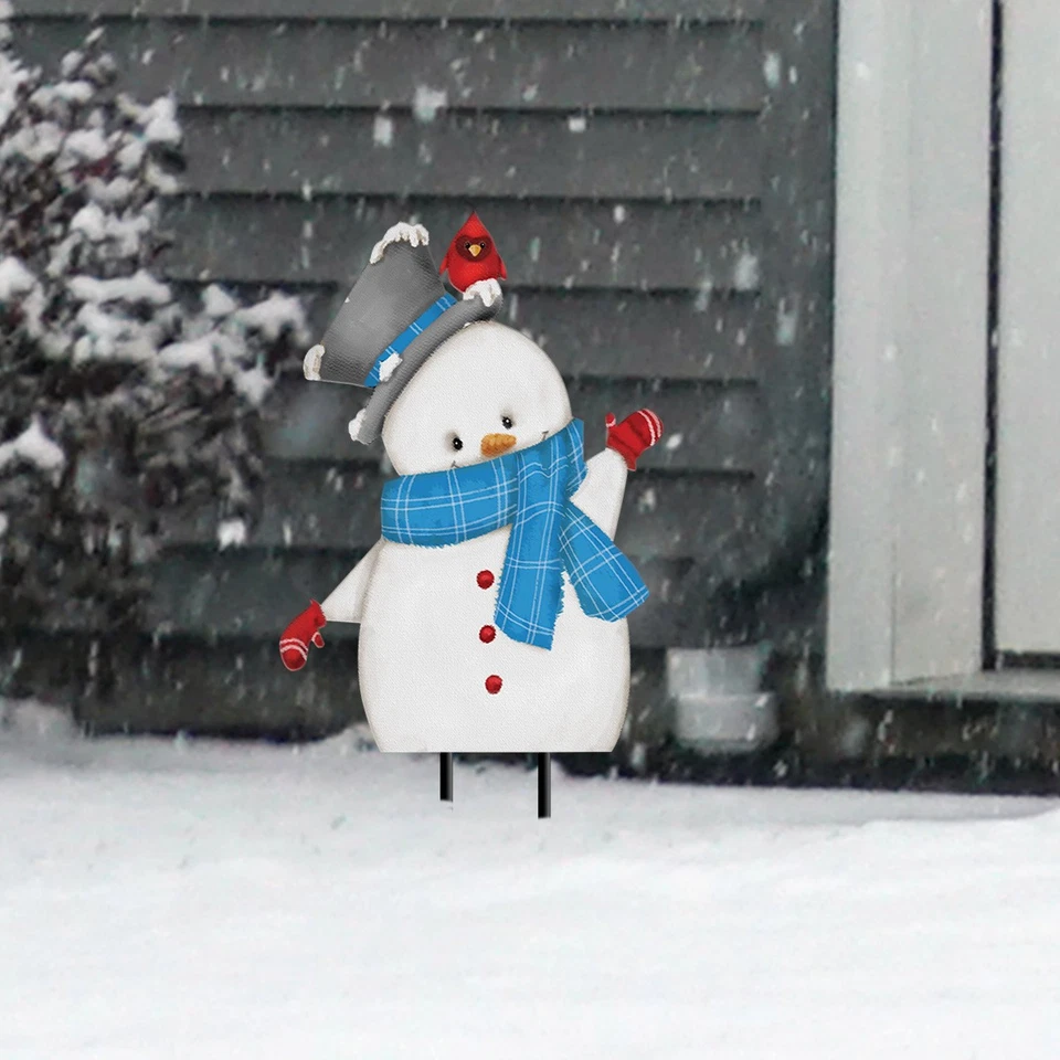 Briarwood Lane Jolly Winter Snowman Metal Yard Art - Image 2 of 2