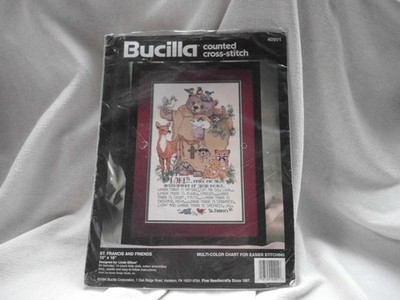 ST FRANCIS & FRIENDS VINTAGE 1990er KREUZSTICH SET von BUCILLA #40901 TIERE