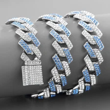 Hip Hop Zinc Alloy Cuban Prong Link Chain Necklace Bracelet Bangle Jewelry Gifts