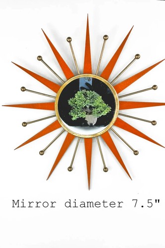 22" Orange Gold Wall Mirror Vintage Modern Mirror with Star and Sunburst - Picture 2 of 10