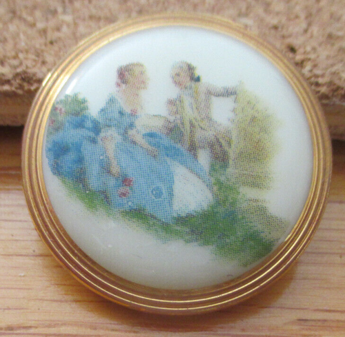 1-Czech Glass Victorian Romantic Couple-Round UV Reactive Button #78 30 ...