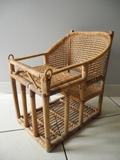 ancienne chaise poupée bébé rotin bambou déco vintage rattan bamboo chair Stuhl