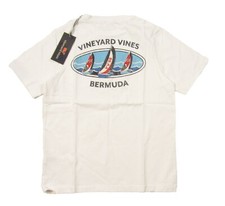 Vineyard Vines Boys White Cap Sailboat Waves Bermuda Graphic S/S Pocket Shirt
