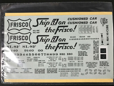 Herald King B-464 St Louis San Francisco SLSF Hi-Cube Box Car HO Decal NOS 1980s