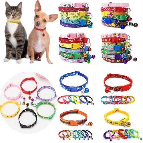 1pc Cat Dog Collar Bell Cartoon Print Neck Strap Polyester Adjustable Buckle 、