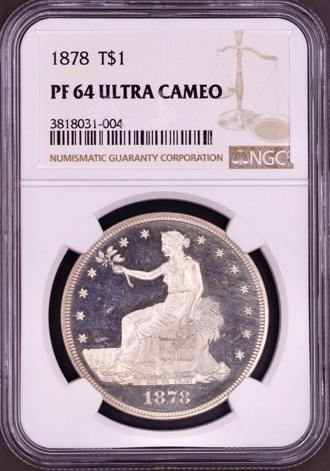 Серебряный Торговый Доллар 1878 NGC PR64 DCAM - Взрывной Белый Отличный Привлекательный и Яркий!