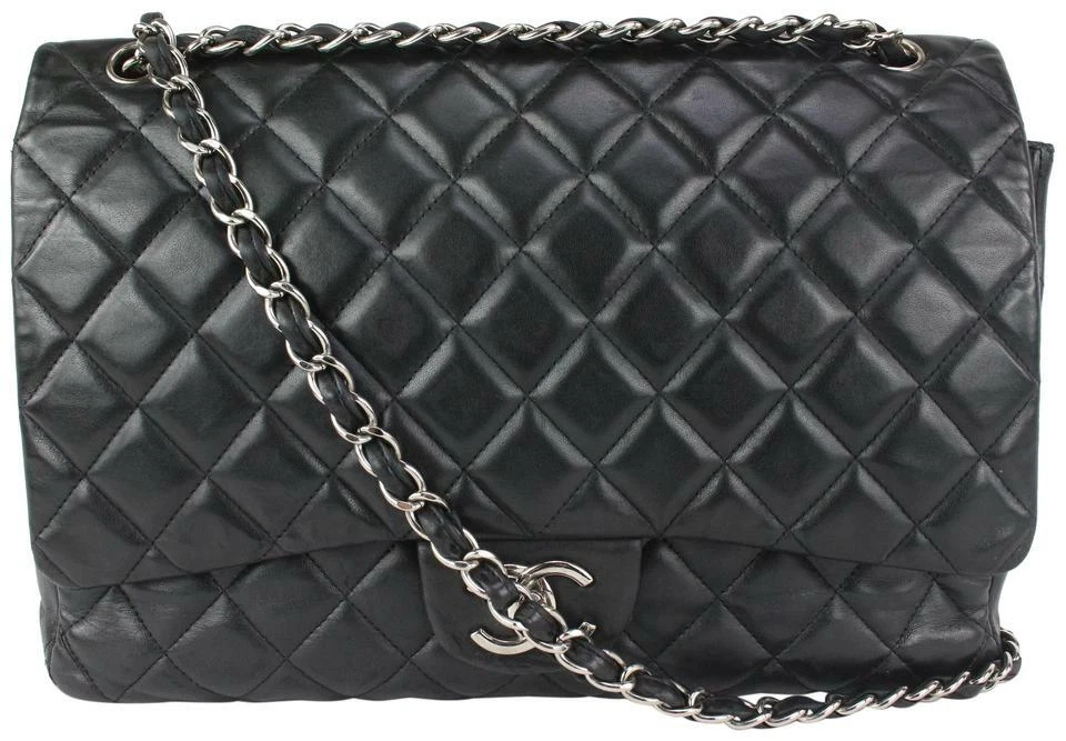 Chanel White Caviar Maxi Double Flap Bag - Vintage Lux