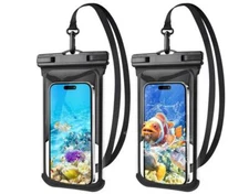 2 Pack Waterproof Phone Pouch- 8" x 4.3" Cellphone Dry Bag, Beach Cruise, Boat