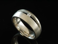 925  Silber Spannring mit Zirkonia Stein Grösse  56  mit gespanntem Stein