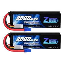 2xZeee 3S 9000mAh Lipo Battery 11.1V 100C EC5 Metal Plates for RC Car Truck Tank