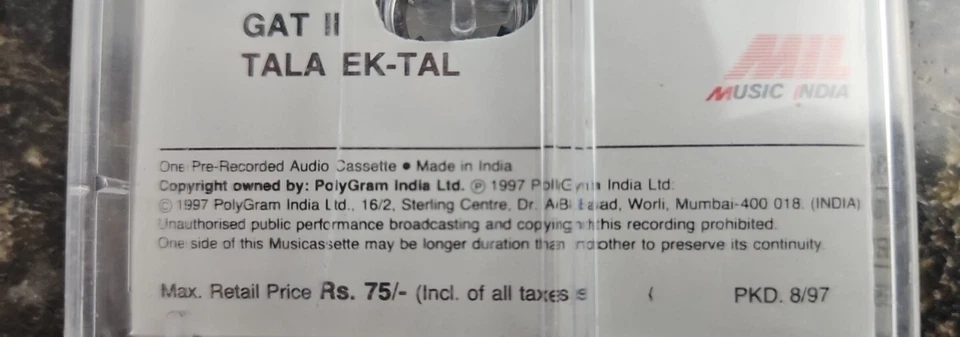 Raga Jogeshwari - Pandit Ravi Shankra Cassette New August 1997 - Made In India - Image 2 of 4