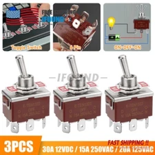 Heavy Duty DPDT ON/OFF/ON Toggle Switch 20A 125V/15A 250V Screw Termin als 3X