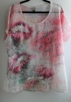 Tredy Damen Shirt Bluse Oberteil Gr.44 rosa J54