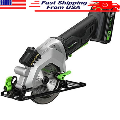 Mini Circular Saw Cordless 4-1/2 In Blades 3400 RPM Laser Guide W/ 2.0Ah battery