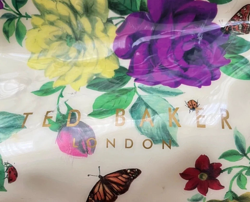 Bolso de Mano Ted Baker London Estampado Floral Lg Resistente Bolso de Compras Rose Bug Usado en Excelente Condición Foto 3 de 4