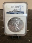 2012 (W) $1 Silver EAGLE STRUCK AT WEST POINT MINT EARLY RELEASES NGC MS69
