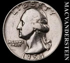 1954 Silver Washington Quarter - Scarce  Better Date  No Reserve  #L7460