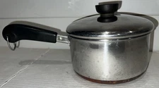 RevereWare 1.5 Qt 94k Pan Pot 1810 Stainless Steel Copper Bottom w/ Lid USA VTG