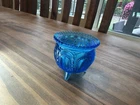 RARE VTG Degenhart Sapphire   Glass Gypsy Pot Cauldron Toothpick Holder