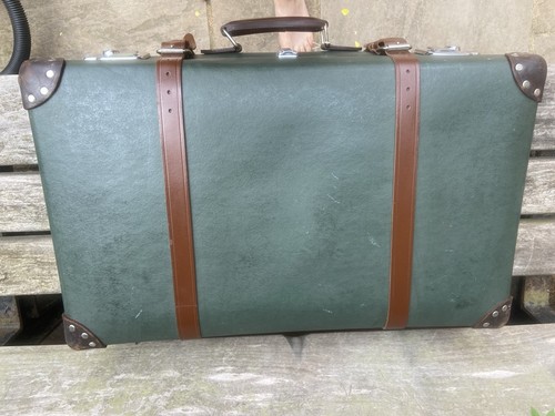 Rare Globe-trotter 2 Wheel Medium Check-in Suitcase Harrods Buckingham Green - Picture 4 of 22