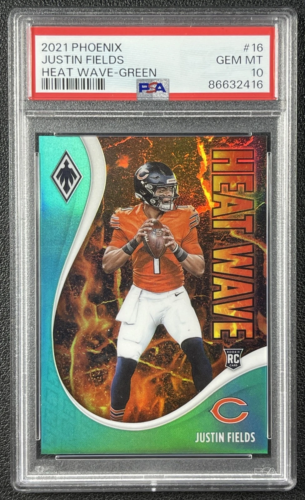 Justin Fields Panini Phoenix Heat Wave #16 Green