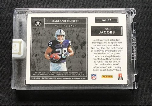 2019 Panini One WORN/USED MATERIAL Josh Jacobs Oaklando Raiders Patch Auto/15#57 - Picture 20 of 24
