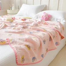 100% Cotton Blanket Anti-Mite Blanket for Bed Cartoon Style Sofa Blanket for Kid