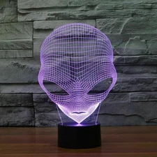 UFO 3D Martian Alien 7 Color Changing LED Lamp Night Light Touch Remote Control