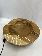 Wood Bowl Hand Carved Turned Natural Edge Folk Art Unique Epoxy Accent Spout