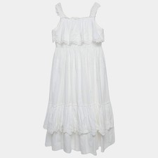 Dolce Gabbana White Cotton Lace Trimmed Dress 1112 Yrs