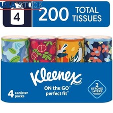 Perfect Fit 2-Ply Facial Tissues 4 Canisters 200 Soft Durable Travel Pack White