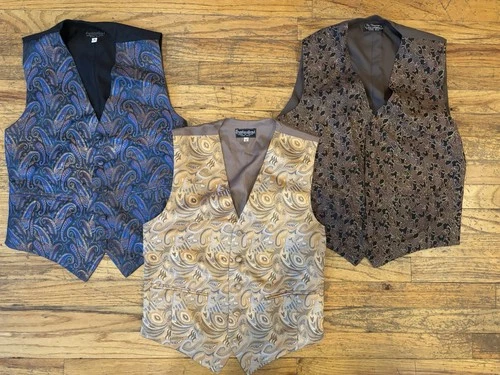 Three VIntage SIlk MEns paisley vests! - product listing photo