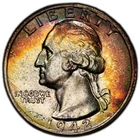 MS66 1942-S 25C Washington Silver Quarter, PCGS Trueview- Rainbow Toned