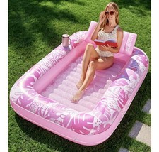 NIB-Inflatable Tanning Pool/ Pool Lounger, 70" x 46" -Blushing Pink, Sloosh