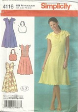 Misses Dress  Bag Size 14-22 Bust 36-44 Simplicity 4116  2006 Sewing Pattern