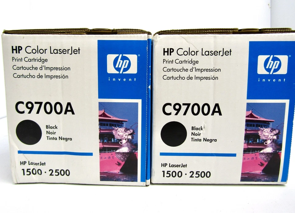 Paquete de 2 cartuchos de tóner para impresora HP C9700A color LaserJet 1500 2500 negro genuinos Foto 2 de 4
