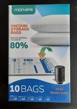 Vacuum Storage Bags, 10 Bags with CP16 Electeic Pump, NEW