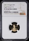 2021-W $5 Proof T-2 1/10 oz American Gold Eagle NGC PR 70 UC