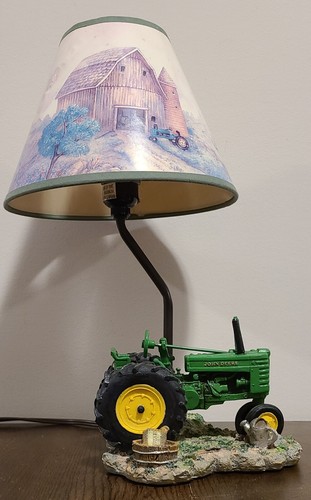 John Deere - Resin Tractor Table/Desk Lamp. With Original Shade. Vintage 1999!