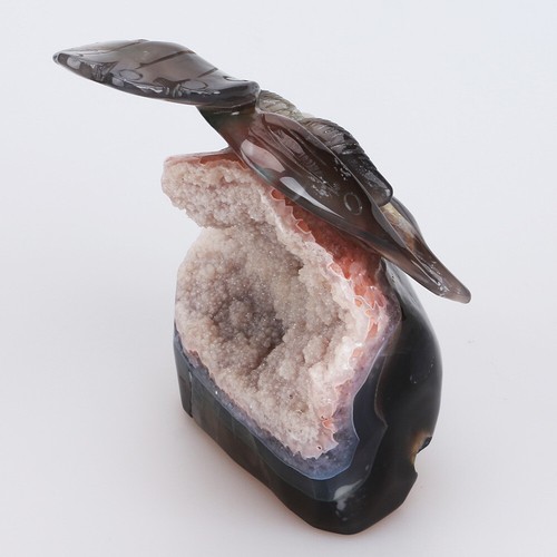 895g 5.1" Natural Geode Agate Quartz Crystal Hand Carved butterfly Carving 0134 - Picture 4 of 8