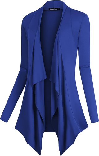 Women'S Long Sleeve Open Front Drape Cardigan Loose Casual Lightweight Women Bla
