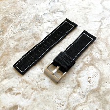 Black Soft Leather Watch Band for Garmin Forerunner 570 47mm, 265 and 255 -B22