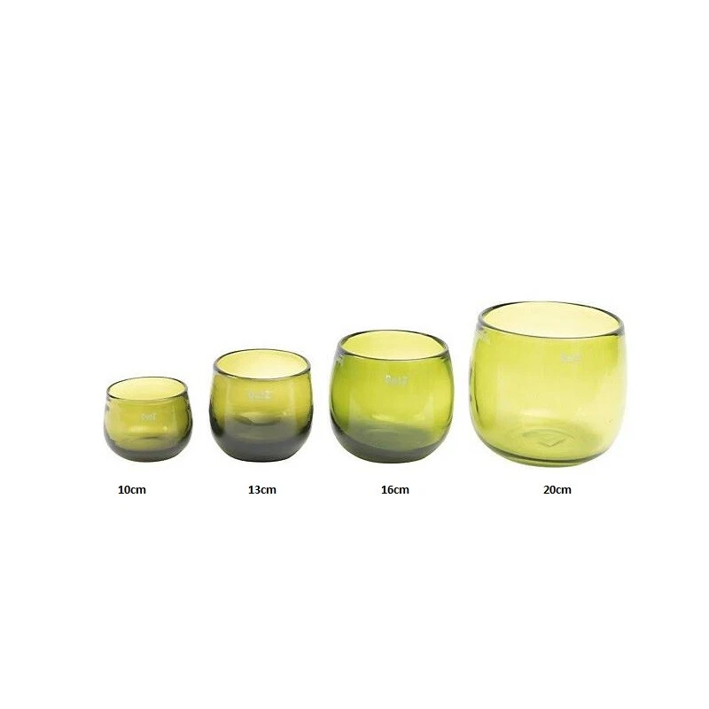 Blumentopf Übertopf Glas mundgeblasen Pott Grün Olive div. Größen - Bild 4 von 4