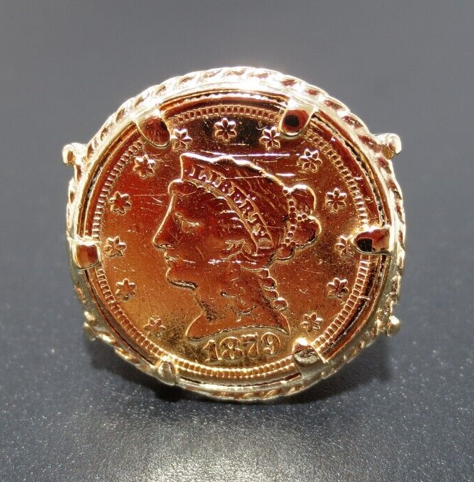 【ゴリ】Coin Ring Gold  g64 14K / 24K YG 1879 MORGAN GOLD COIN RING SZ 6.75 8.70 grams
