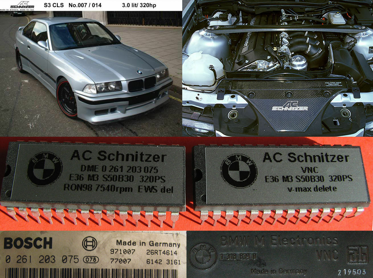 AC Schnitzer +34Hp BMW E36 M3 S50B30 3.0 320Hp chips like CLS S3 - VERY  RARE!